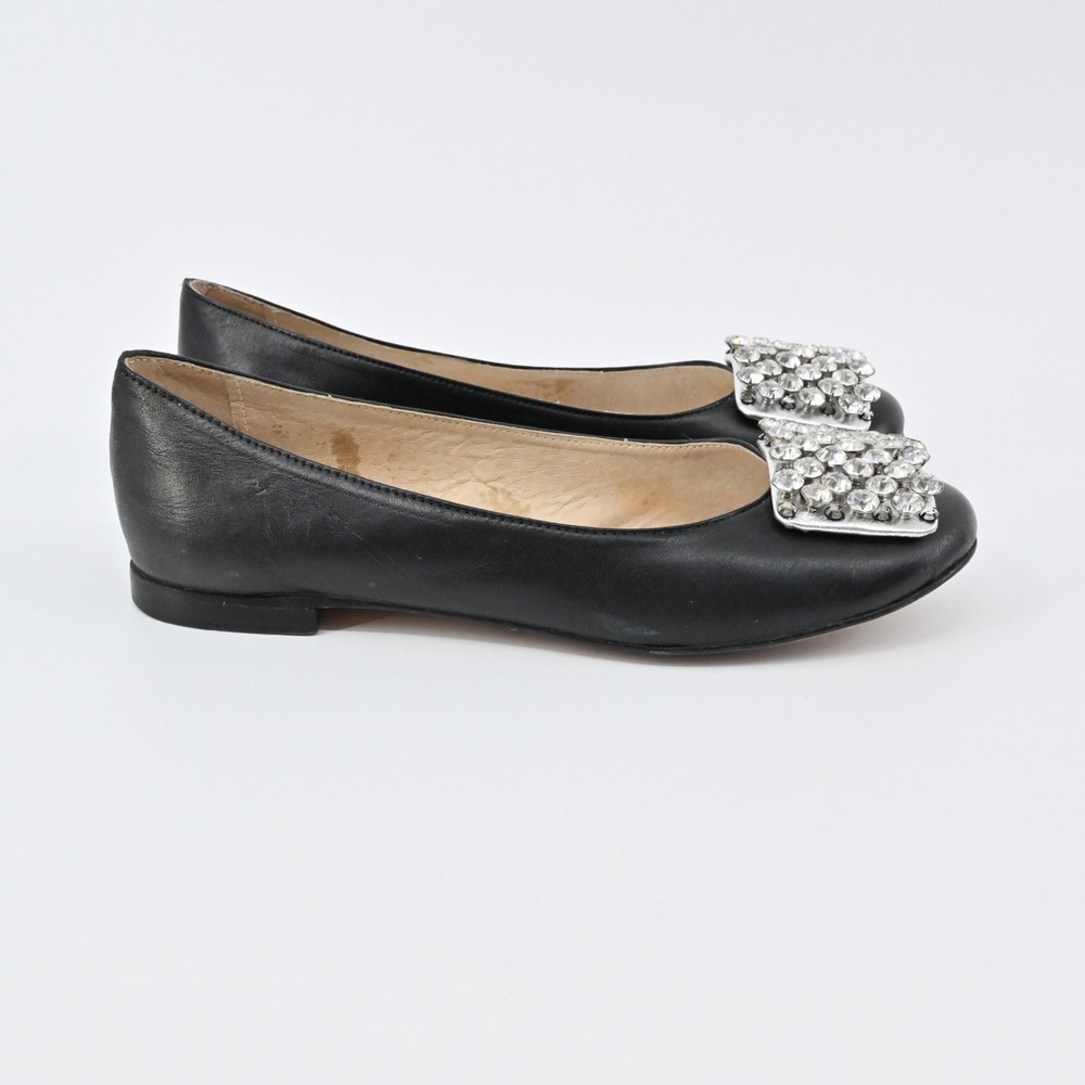 Kate Spade Rhinestone Flats Womens Sz 6.5B Black Leather Embellished Ballet Chic - Picture 5 of 10